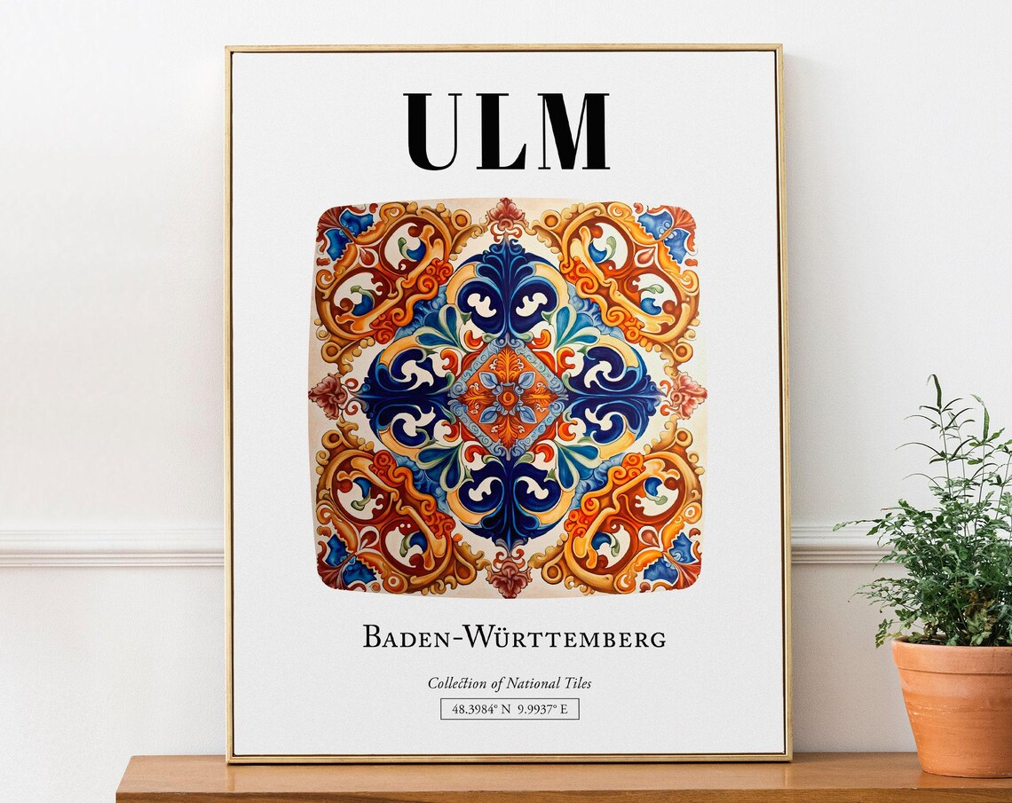 Ulm Baden-Wurttemberg Germany Travel Poster, Tile Pattern