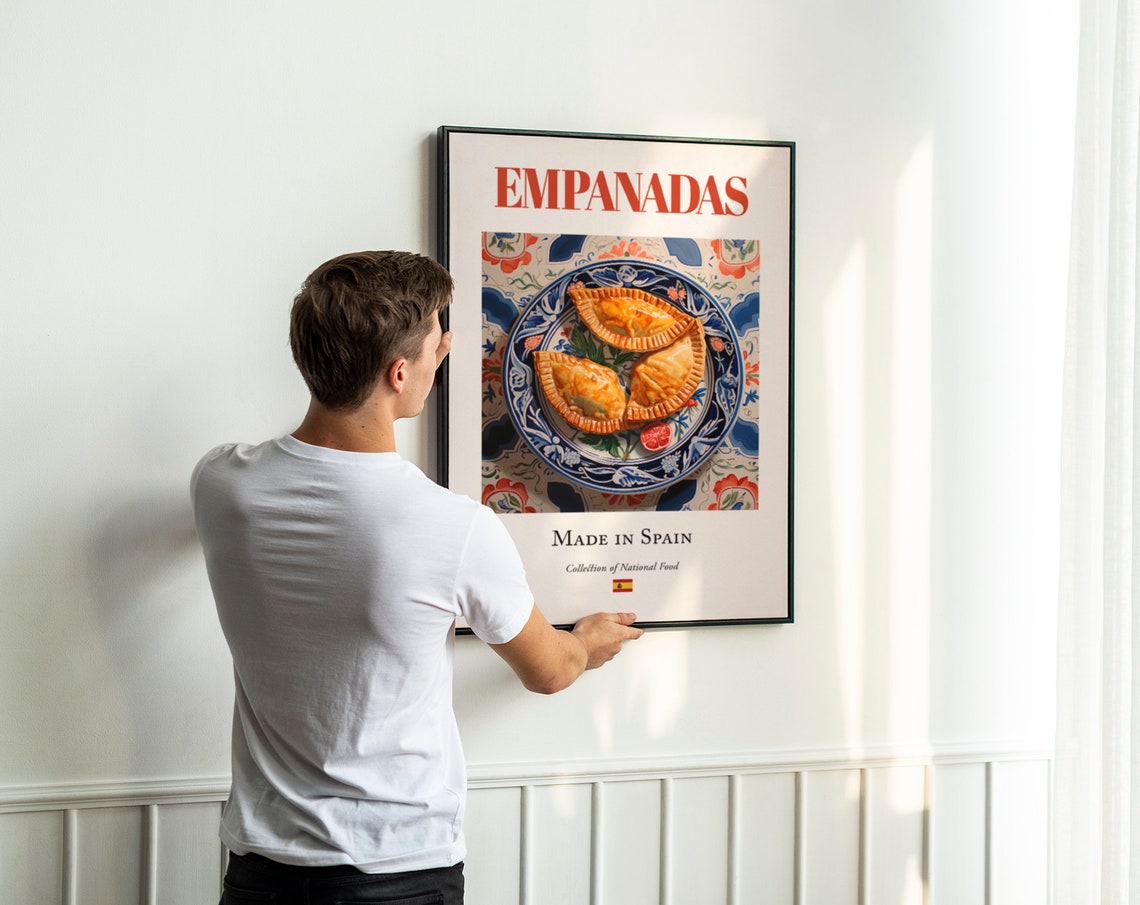 Empanadas on Maiolica Tile Plate, Spanish Food Art Print - Image 3