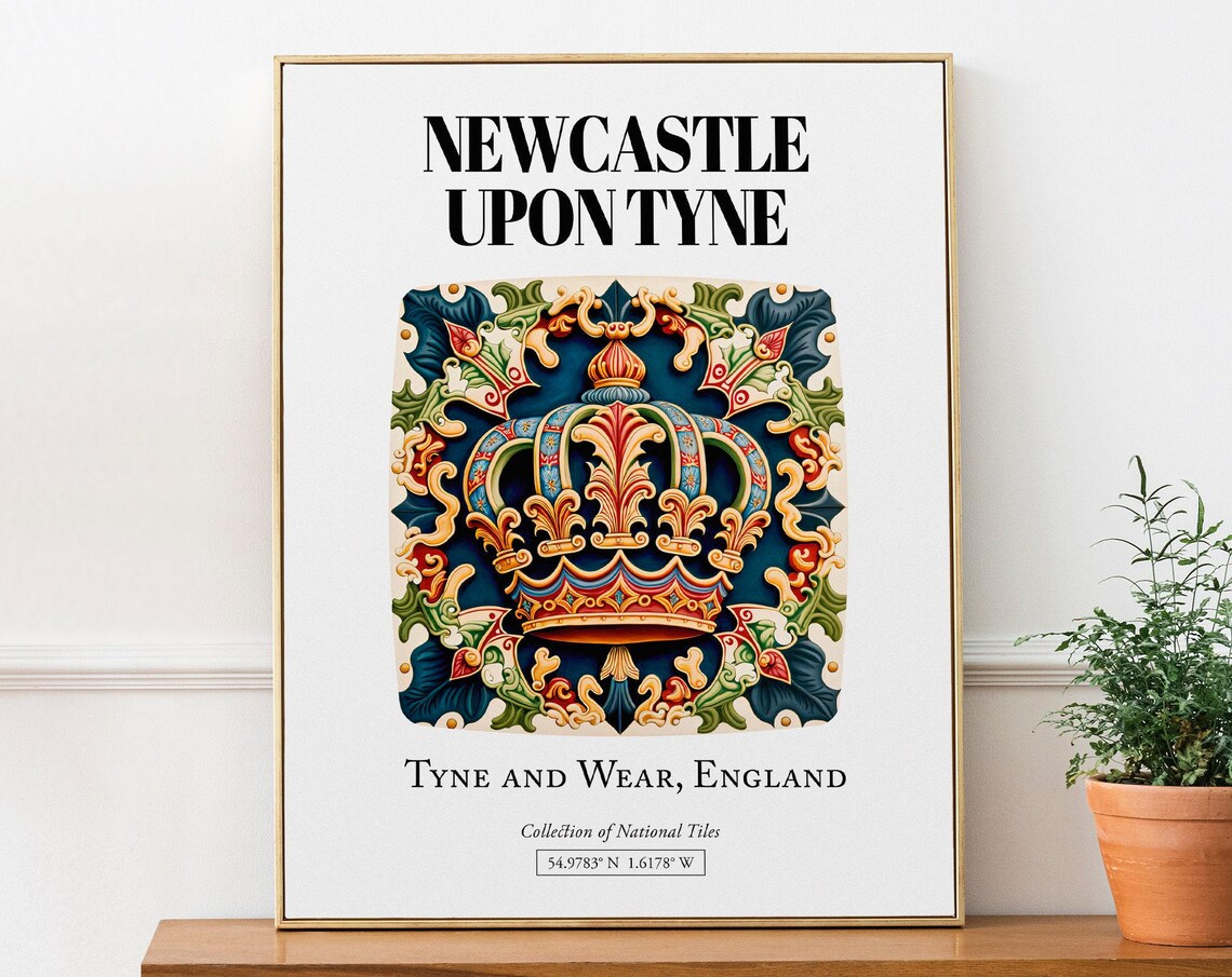 Newcastle Upon Tyne And Wear Traditional Tile Pattern Art Print