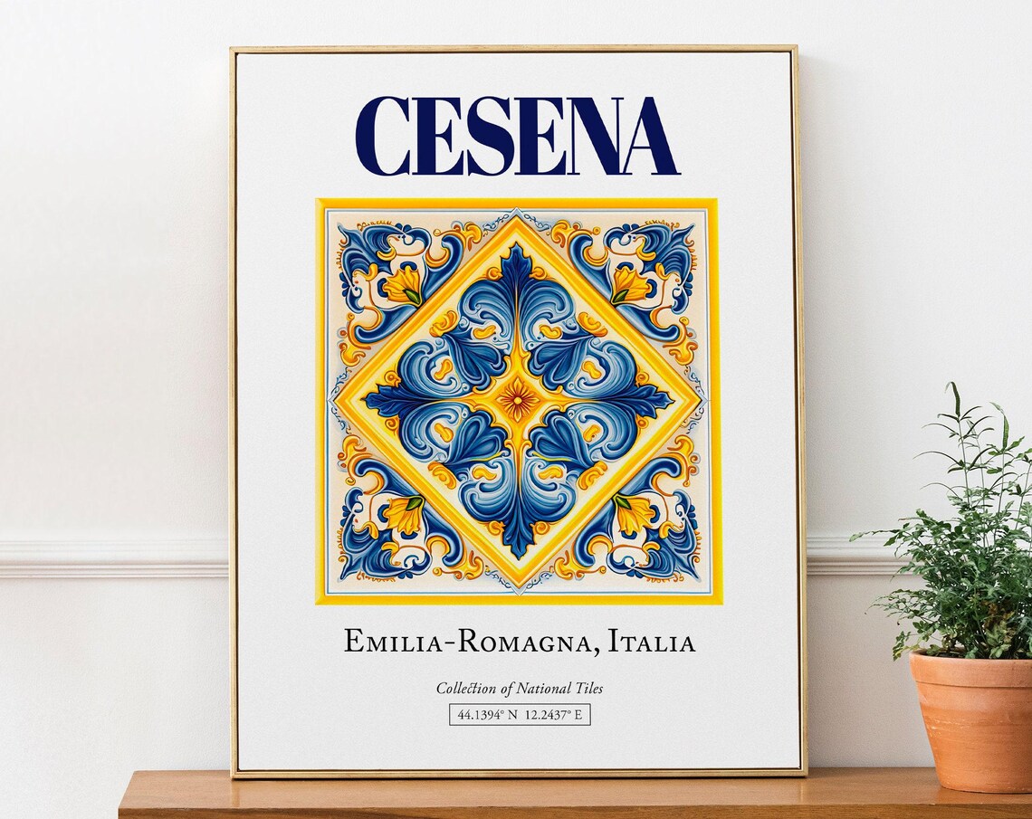 Cesena Emiliaromagna Italy Minimalist Maiolica Tile Poster