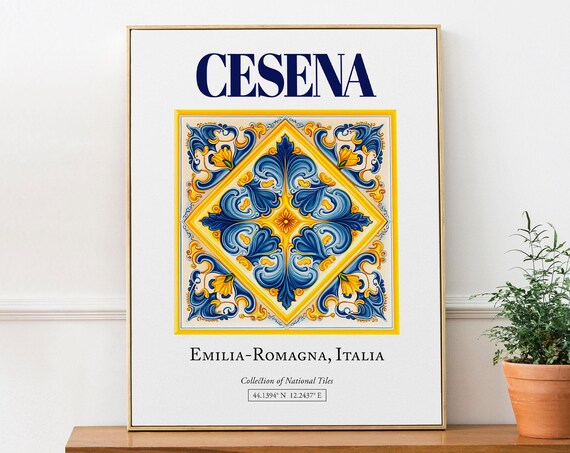 Cesena Emiliaromagna Italy Minimalist Maiolica Tile Poster