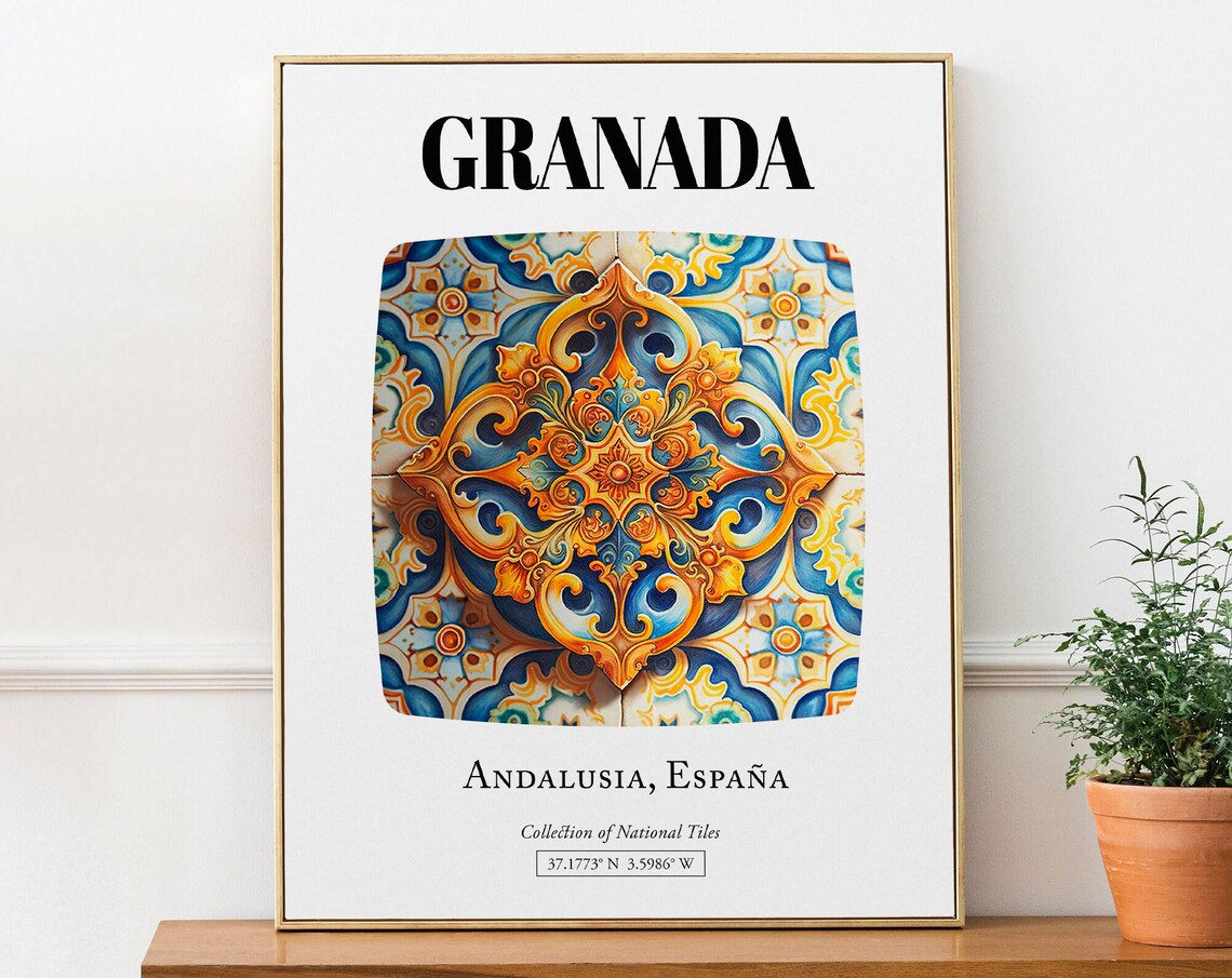 Granada Tile Art Poster, Andalusian Masterpieces