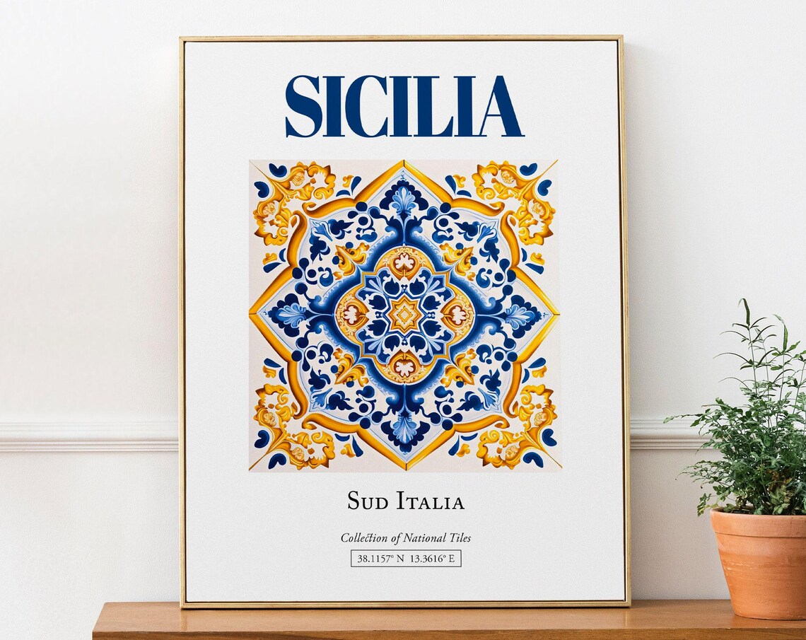 Sicilia Sicily Maiolica Tile Art Print, Italy