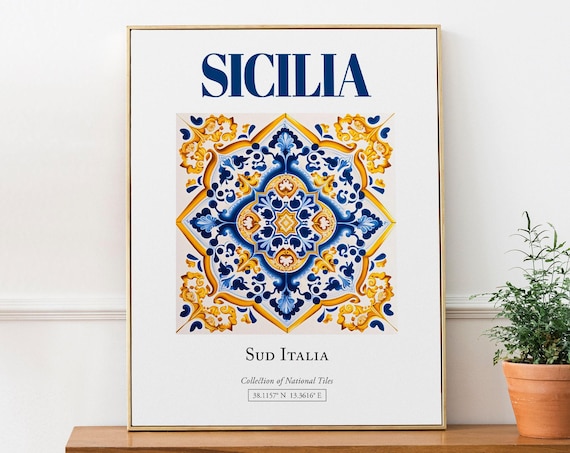 Sicilia Sicily Maiolica Tile Art Print, Italy