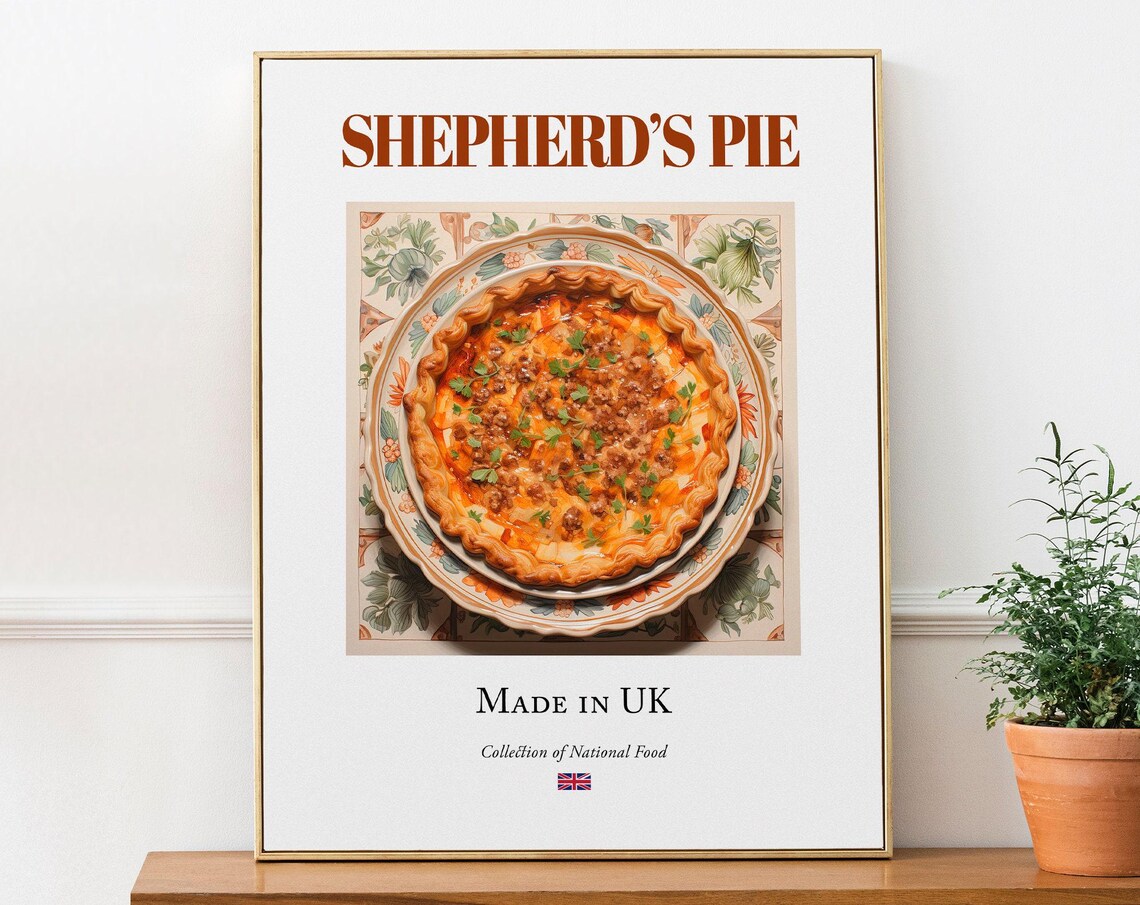 Shepherds Pie On Maiolica Tile Plate, Food Art Print