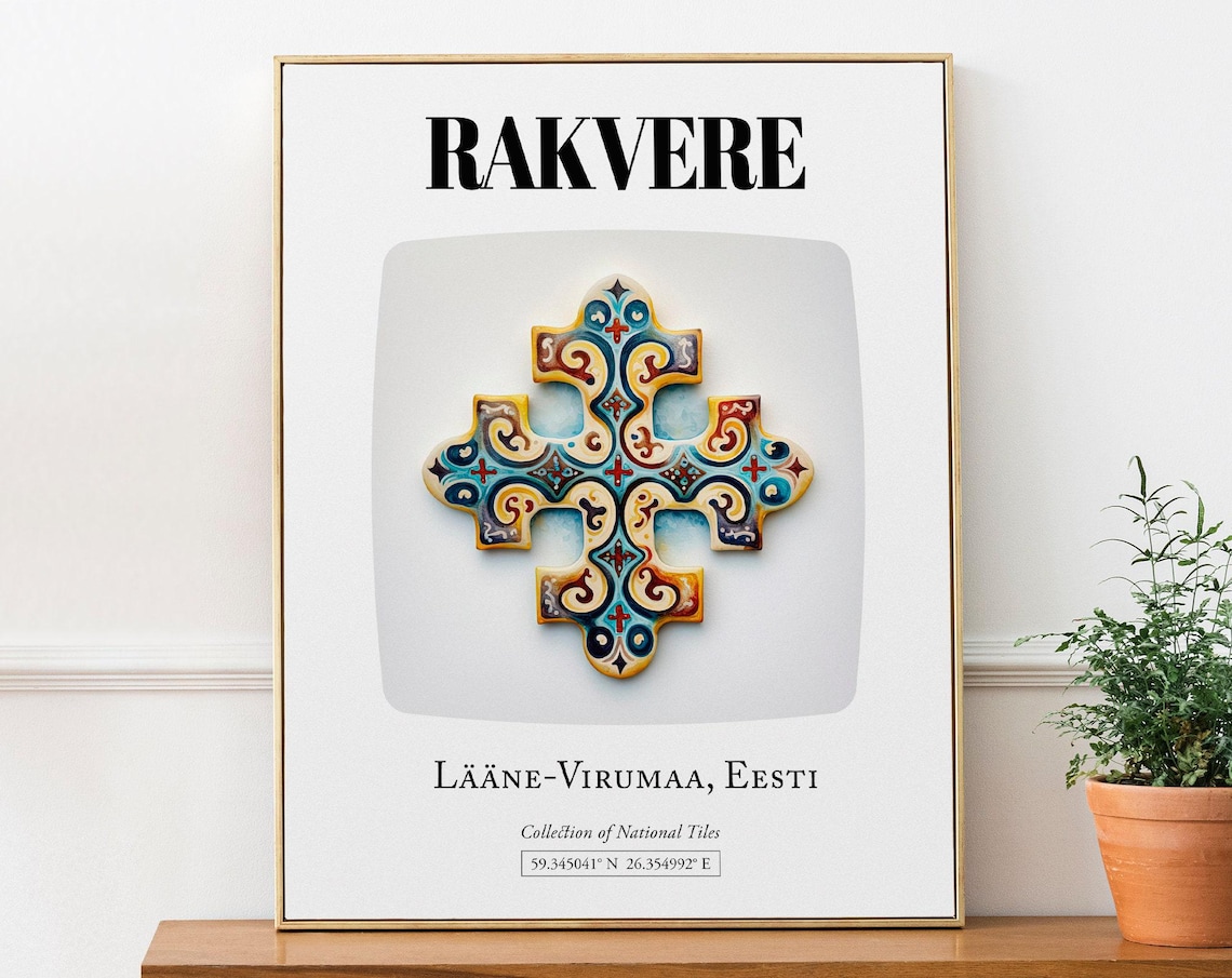 Rakvere Lääne-Virumaa Eesti Tile Pattern Art Print