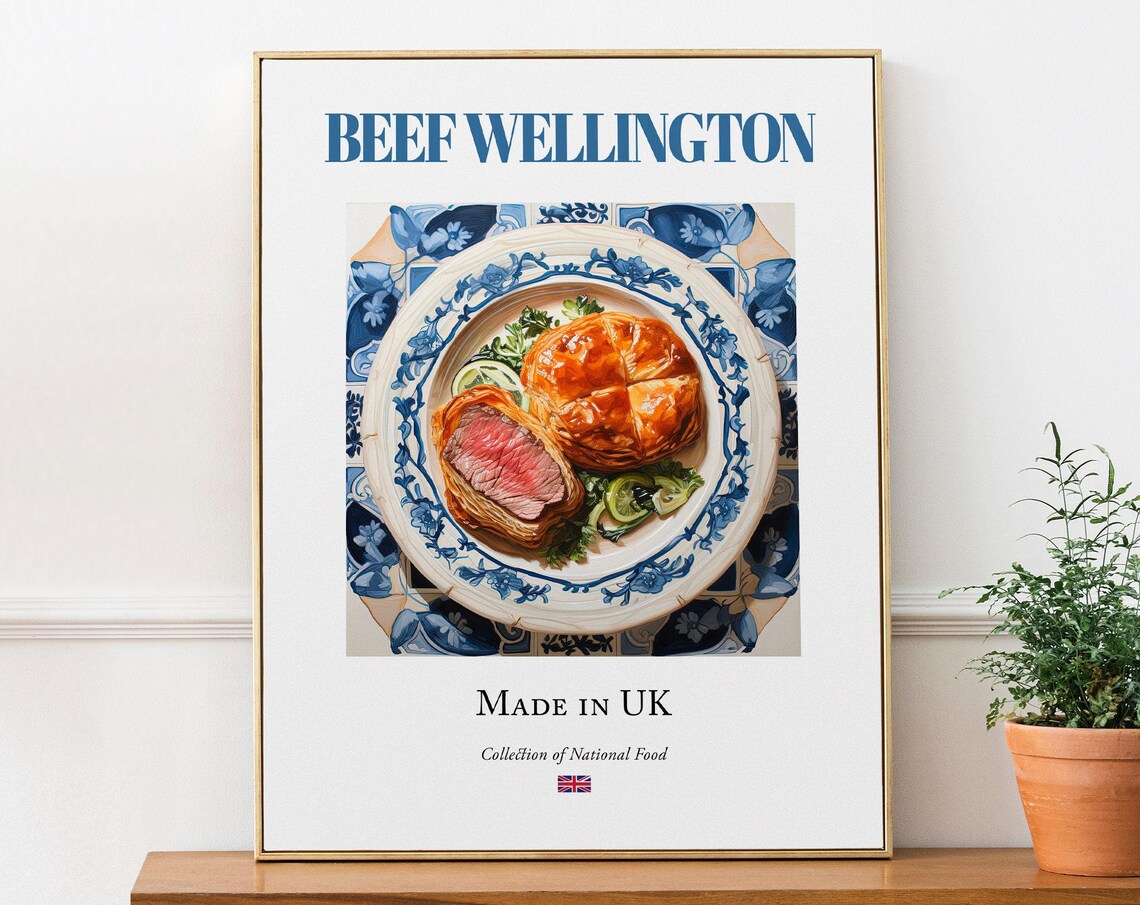 Beef Wellington Maiolica Tile Plate, Kitchen Art Print