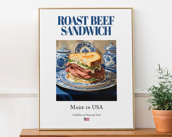 Roast Beef Sandwich on Maiolica Tile Plate Art Print