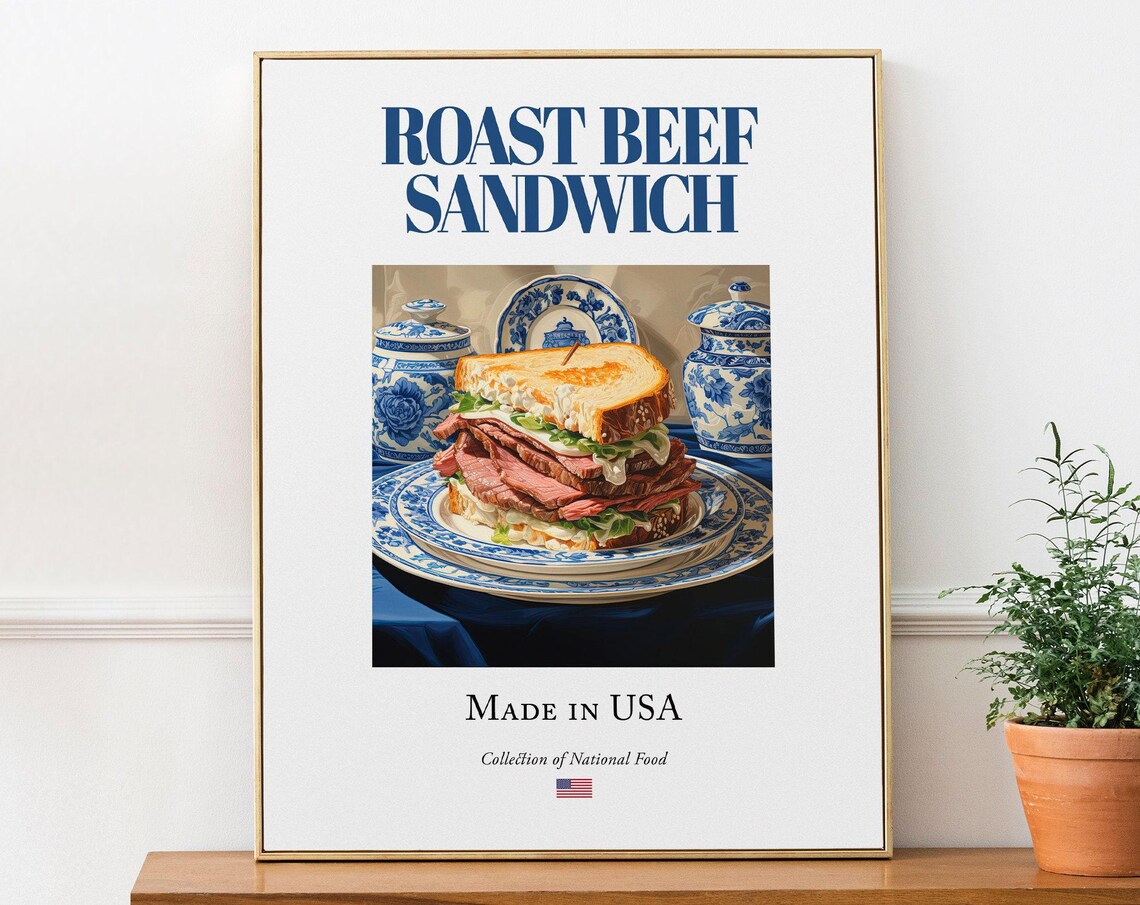 Roast Beef Sandwich on Maiolica Tile Plate Art Print