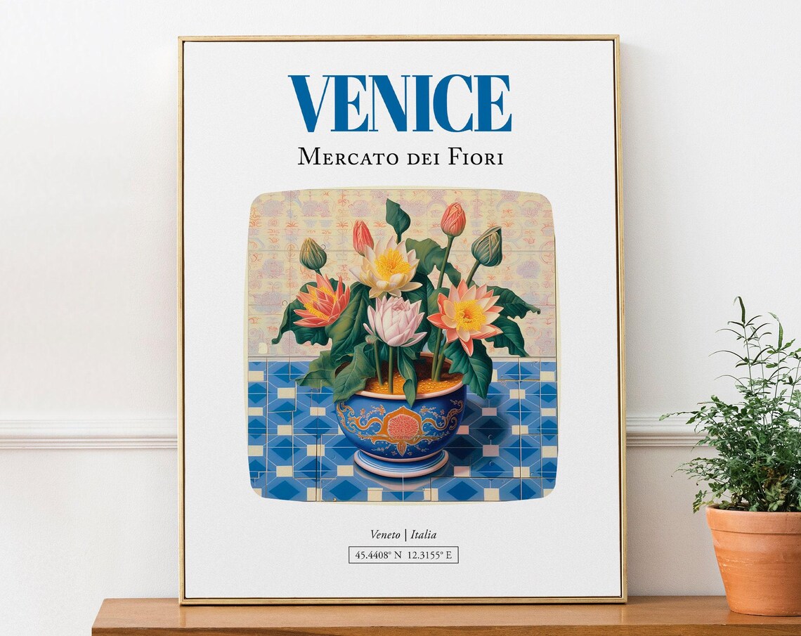 Venice Veneto Italia Mercato Dei Fiori Wall Poster