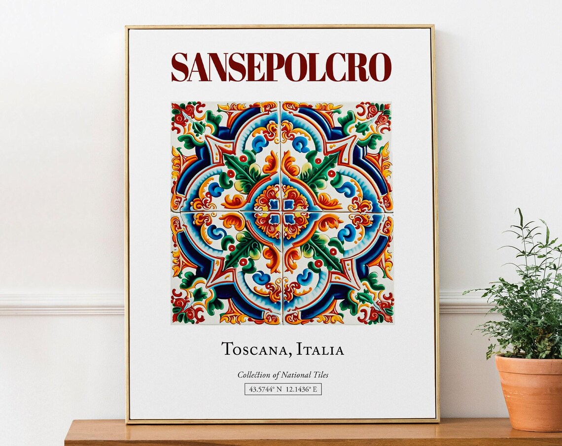Sansepolcro Toscana Italy Maiolica Tile Travel Poster