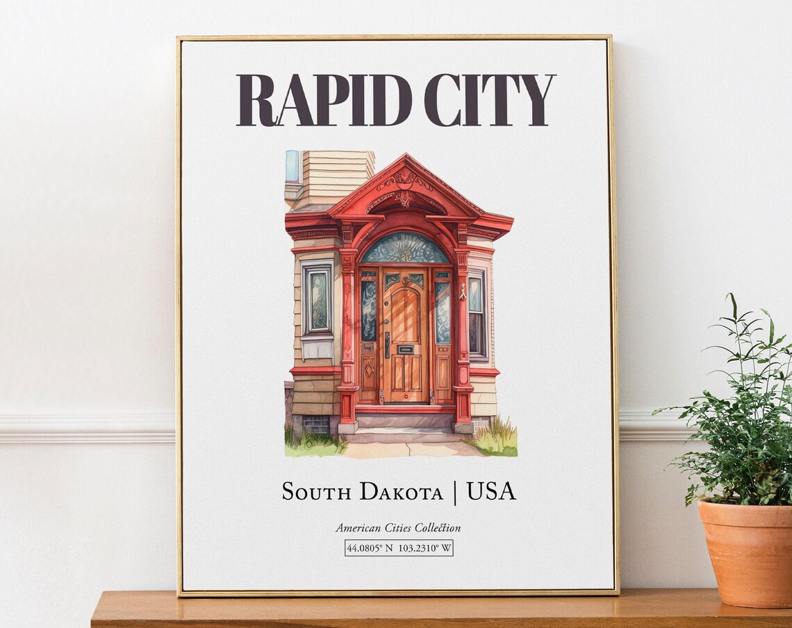 Rapid City South Dakota Minimalist Watercolor Art Print