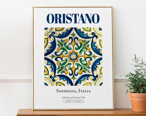Oristano Sardegna Italy Folk Maiolica Tile Poster