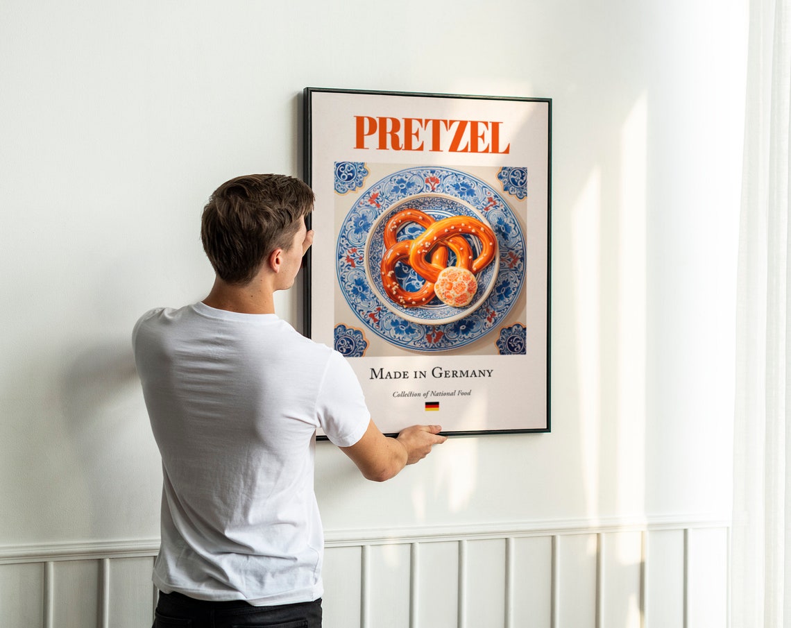 Pretzel on Maiolica Tile Plate Kitchen Art Print - Image 3