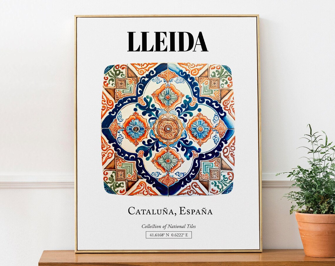 Lleida Catalonia Spain Traditional Tile Pattern Art Print