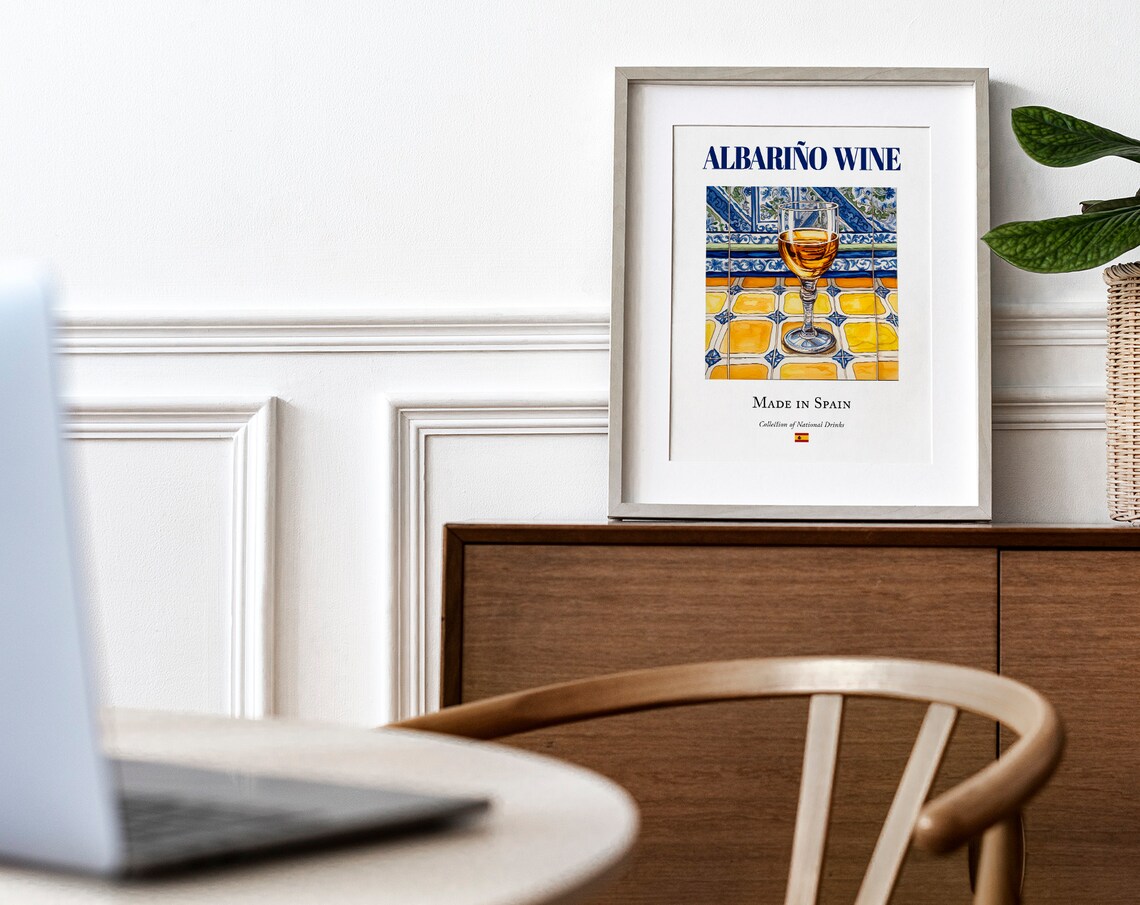Albariño Wine On Maiolica Tile, Kitchen Bar Poster - Image 4