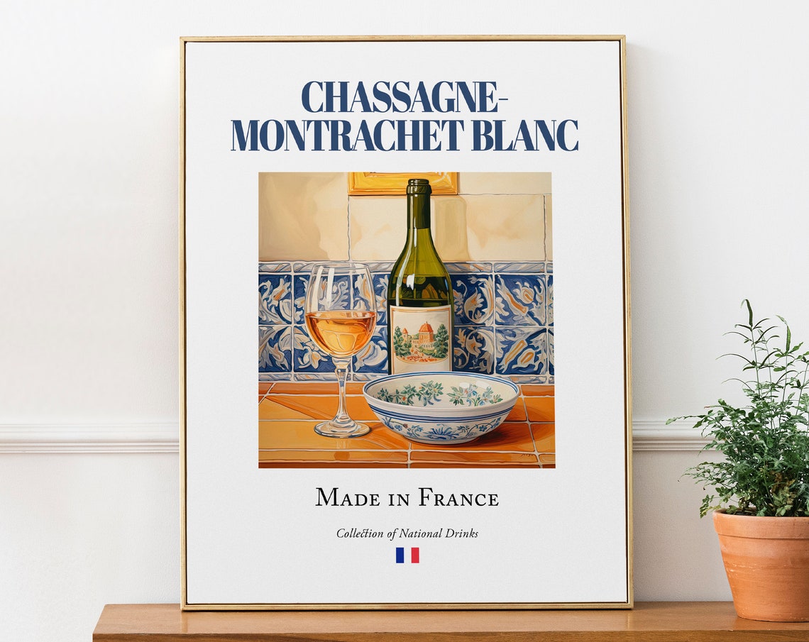 Chassagne Montrachet Blanc, Maiolica Tile Poster