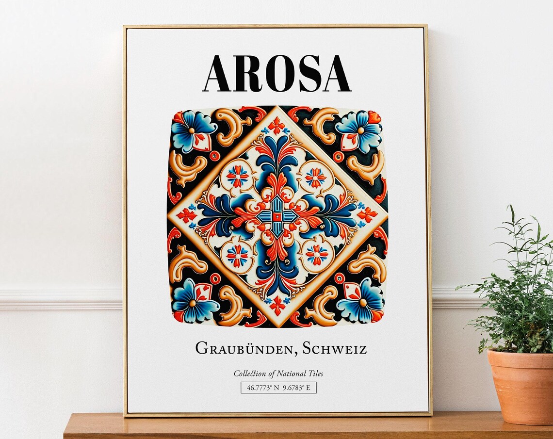 Arosa Graubünden Schweiz Traditional Tile Pattern Poster