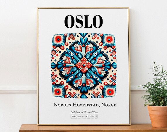 Oslo Norge Traditional Tile Pattern Art Print