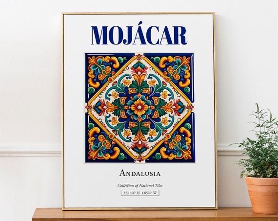 Mojcar Andalusia Spain Travel Poster, Tile Wall Art