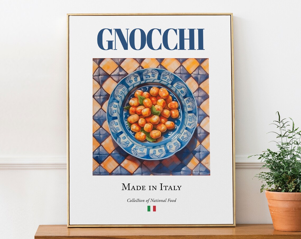 Gnocchi On Maiolica Tile Plate, Kitchen Wall Art Print
