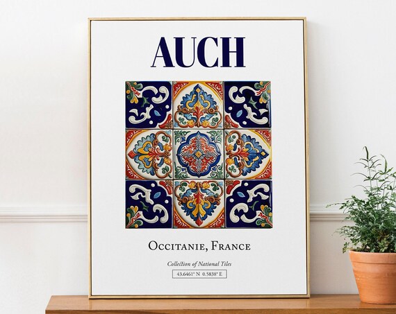 Auch Occitanie France Folk Traditional Tile Poster