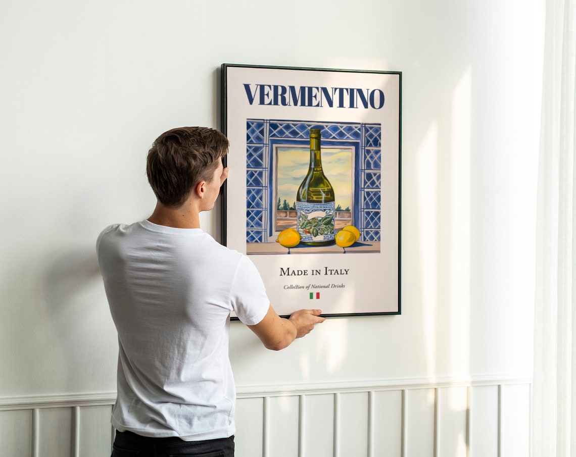Vermentino On Maiolica Tile, Italian Beverage Art Print - Image 2