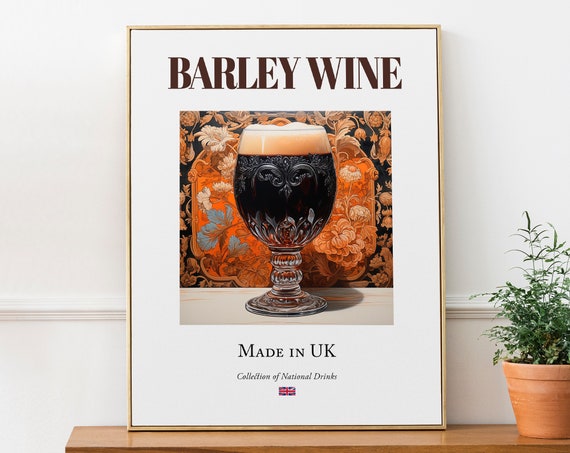 Barley Wine Maiolica Tile, Traditional English Poster