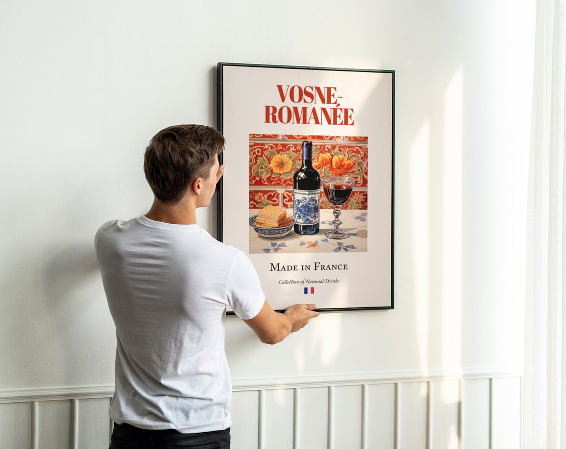 Vosne Romane Wine On Maiolica Tile, Kitchen Bar Art Print - Image 3