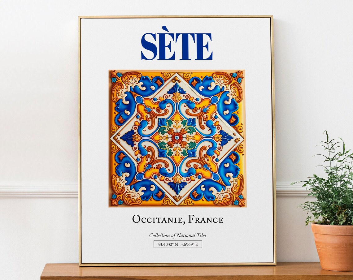 Occitanie France Traditional Tile Travel Poster