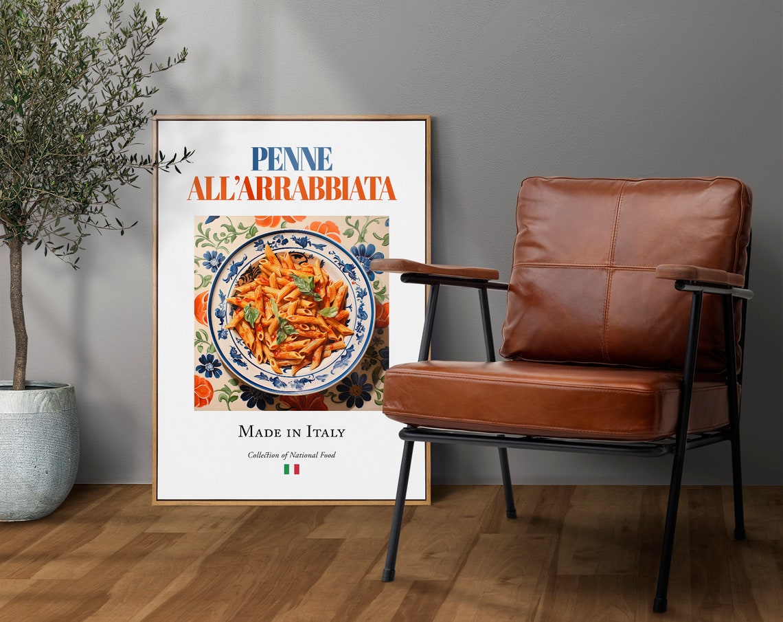 Penne Allarrabbiata On Maiolica Tile Plate, Poster - Image 3