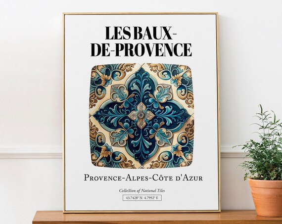 Les Baux-De-Provence France Folk Tile Pattern Art Print