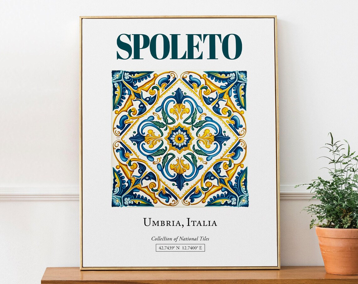 Spoleto Umbria Italy Minimalist Maiolica Tile Art Print