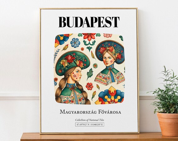 Budapest Hungary Traditional Costumes Tile Pattern Art Print