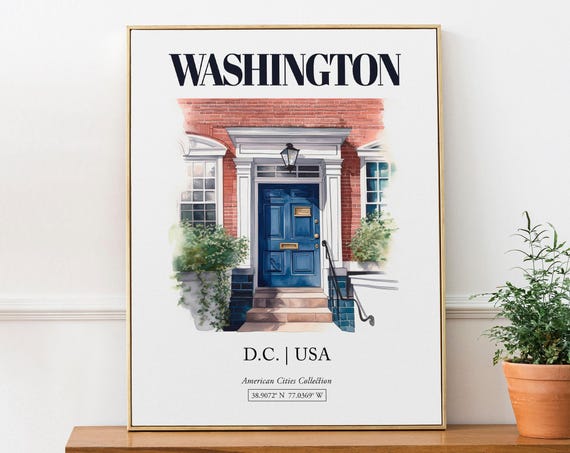 Washington DC USA Minimalist Watercolor Travel Poster