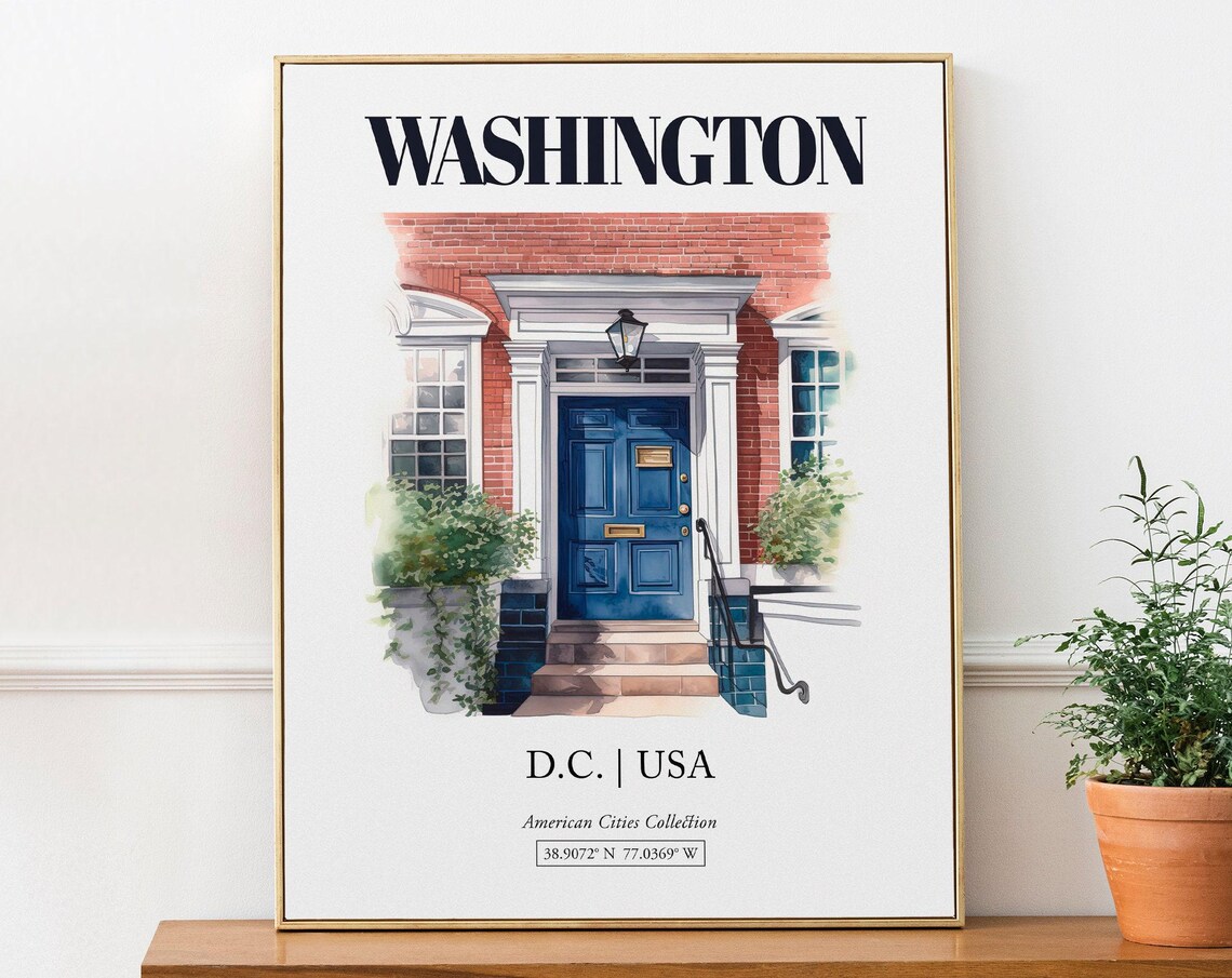 Washington DC USA Minimalist Watercolor Travel Poster