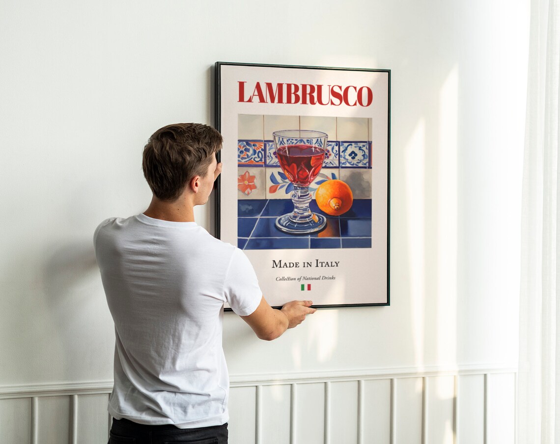 Lambrusco on Maiolica Tile, Italian Beverage Art Print - Image 3