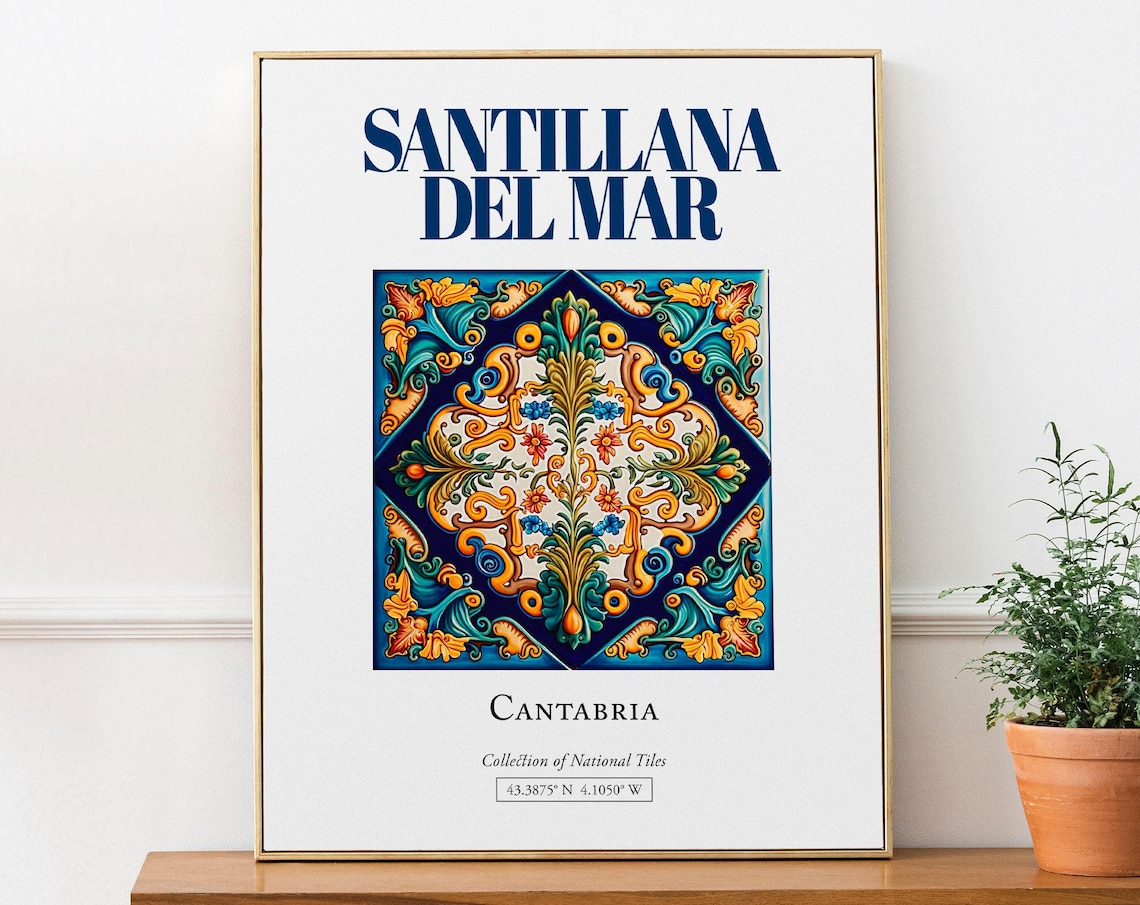 Santillana Del Mar Minimalist Travel Poster, Spain