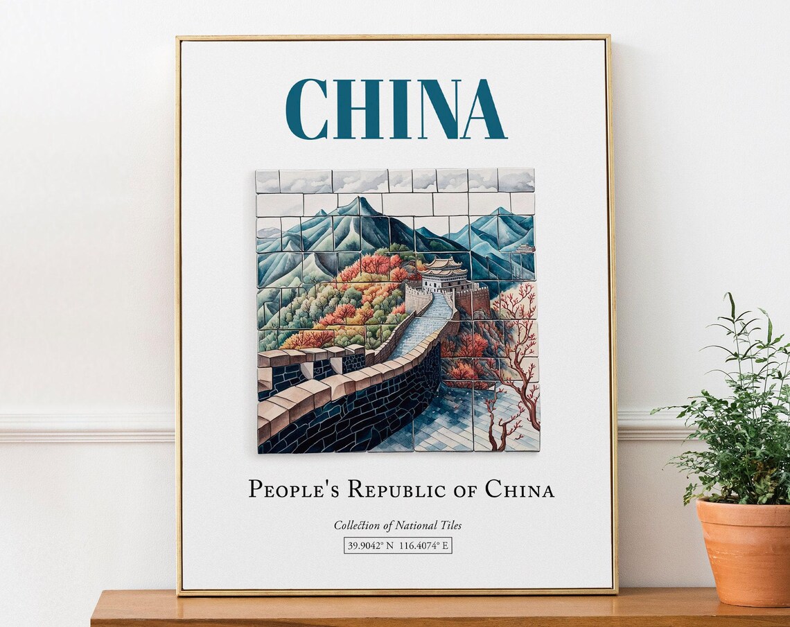 China Folk Traditional Tile Wall Art Poster