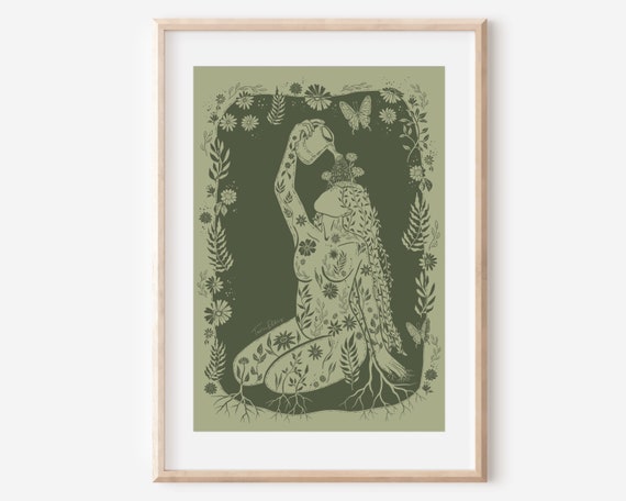 Self Growth Nature Woman Plants Boho Art Print