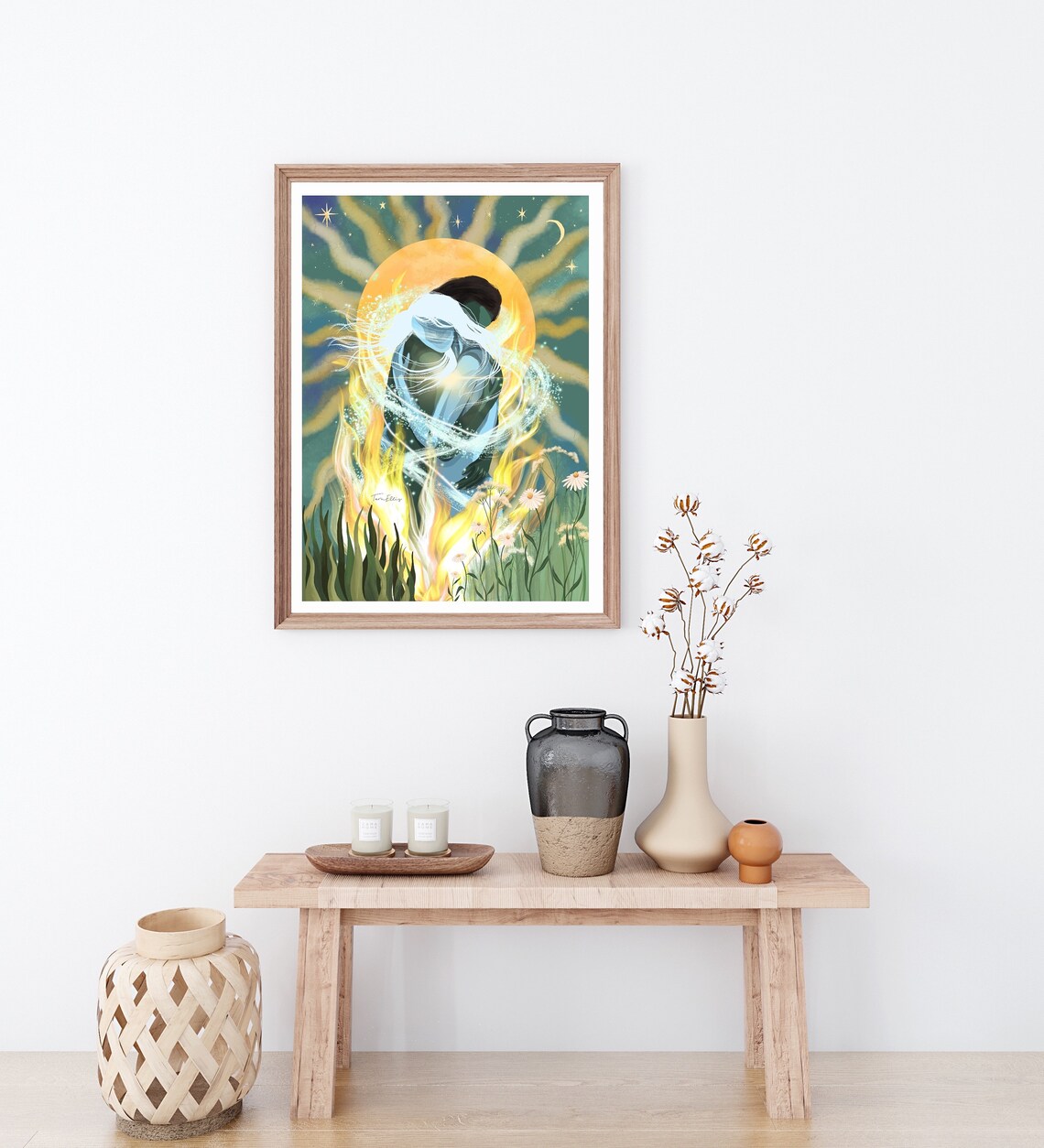Twin Flame The Lovers Couple Embrace Art Print - Image 2