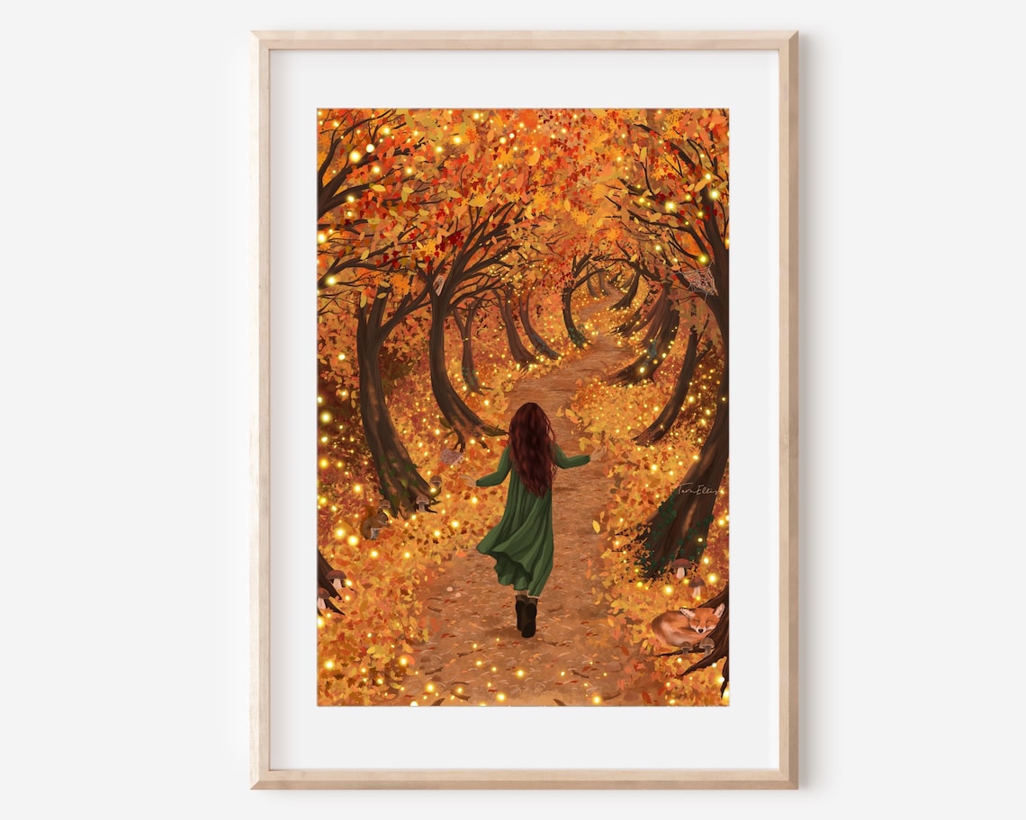 Autumn Magic Art Print, Ethereal Whimsical Scene