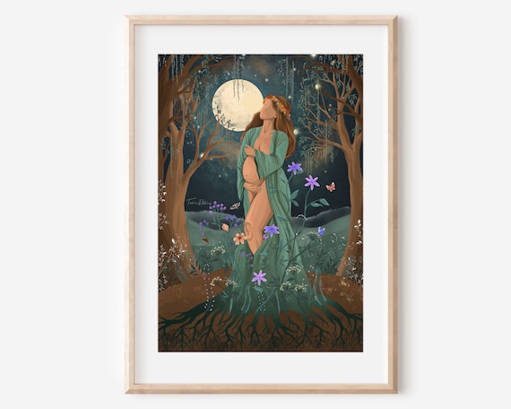 Full Bloom Pregnancy Mother Baby Moon Floral Print