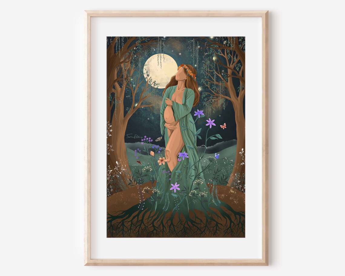 Full Bloom Pregnancy Mother Baby Moon Floral Print