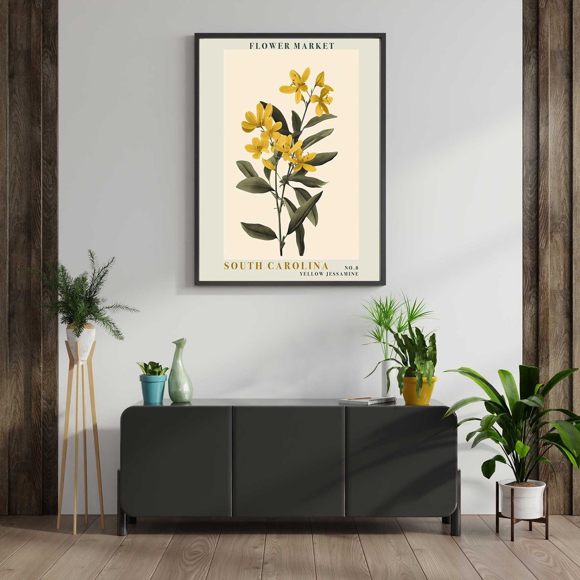 South Carolina Yellow Jessamine Blossom Botanical Flower Poster - Image 2