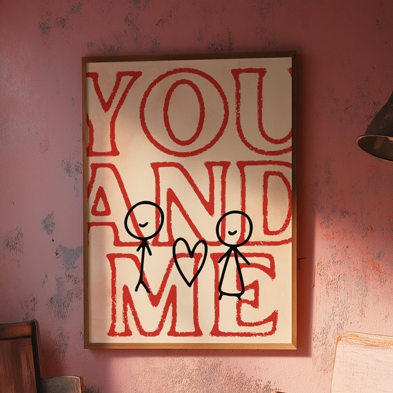 You And Me Minimalist Romantic Illustration
