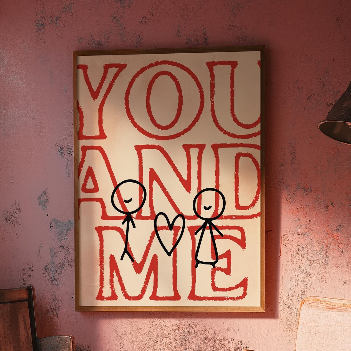 You And Me Minimalist Romantic Illustration