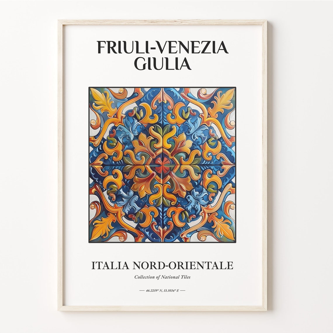 Friuli Venezia Giulia Italy Orange Blue Tile Home Decor Poster