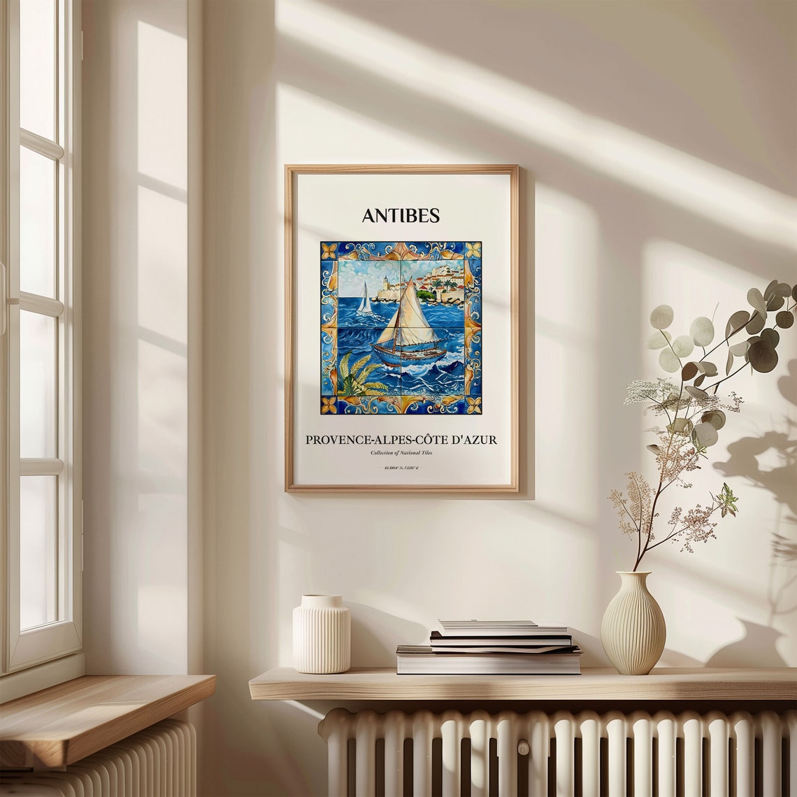 Antibes French Riviera Sailboat Coastal Tile Mural Artwork Poster - Image 3