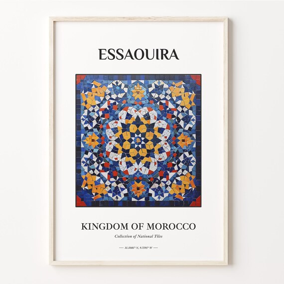 Essaouira Morocco Tile Art Minimalist Print Poster Traditional Wall Decor Kitchen Wall Art Aesthetic Home Decor C32 433